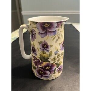 Mayfair Purple Pansy Floral Chintz 5.25” Tall Pitcher Staffordshire England